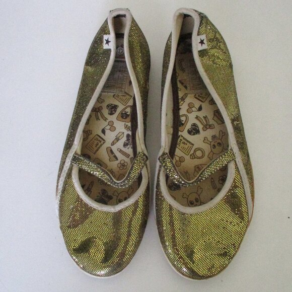 Converse One Star Womens Gold Lame' Mary Jane Ballet Flat - Size 4.5M - Picture 4 of 9